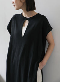 【Et】キーネックニットベストワンピース