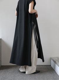 【Et】キーネックニットベストワンピース