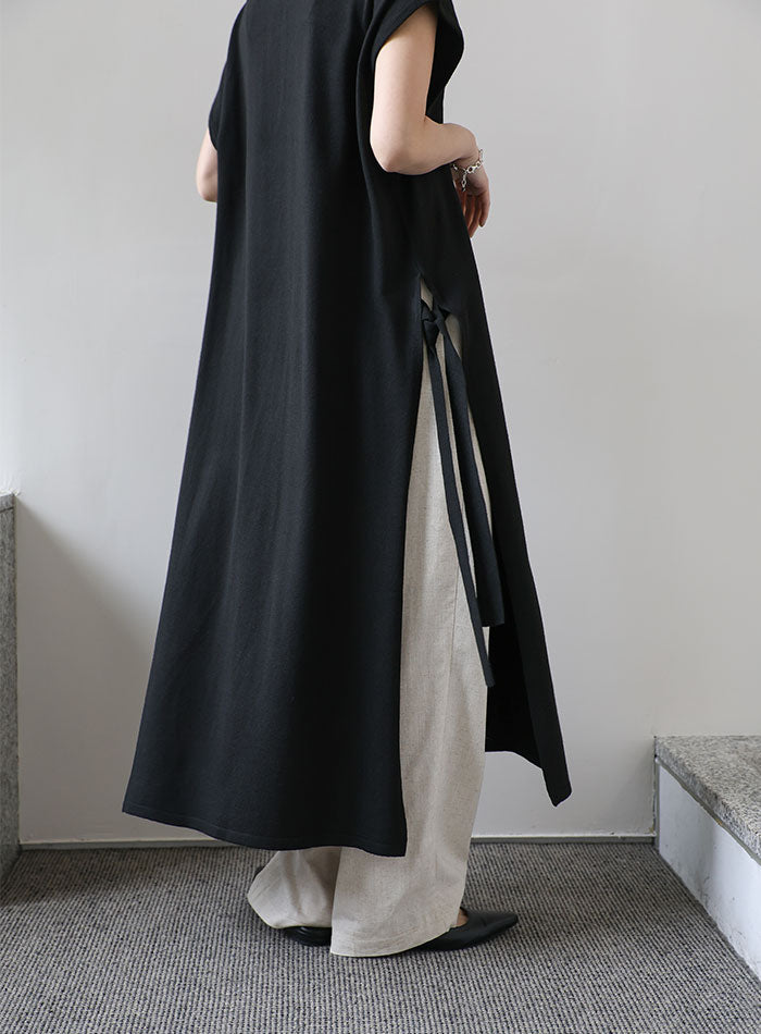 【Et】キーネックニットベストワンピース