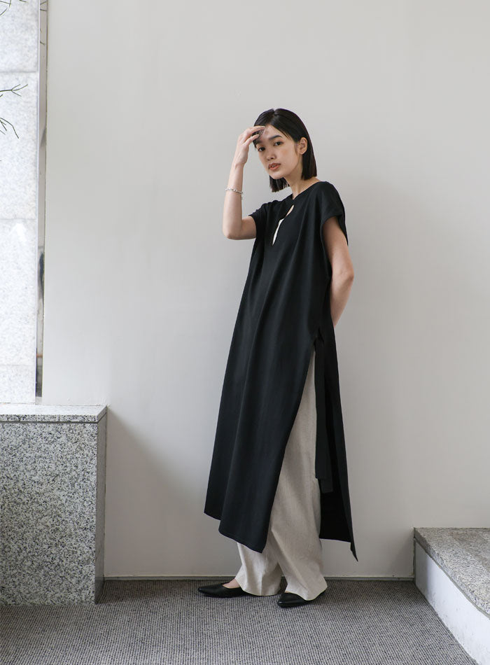 【Et】キーネックニットベストワンピース