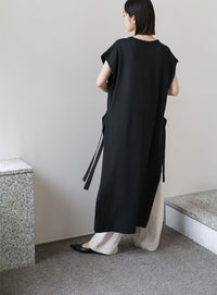 【Et】キーネックニットベストワンピース