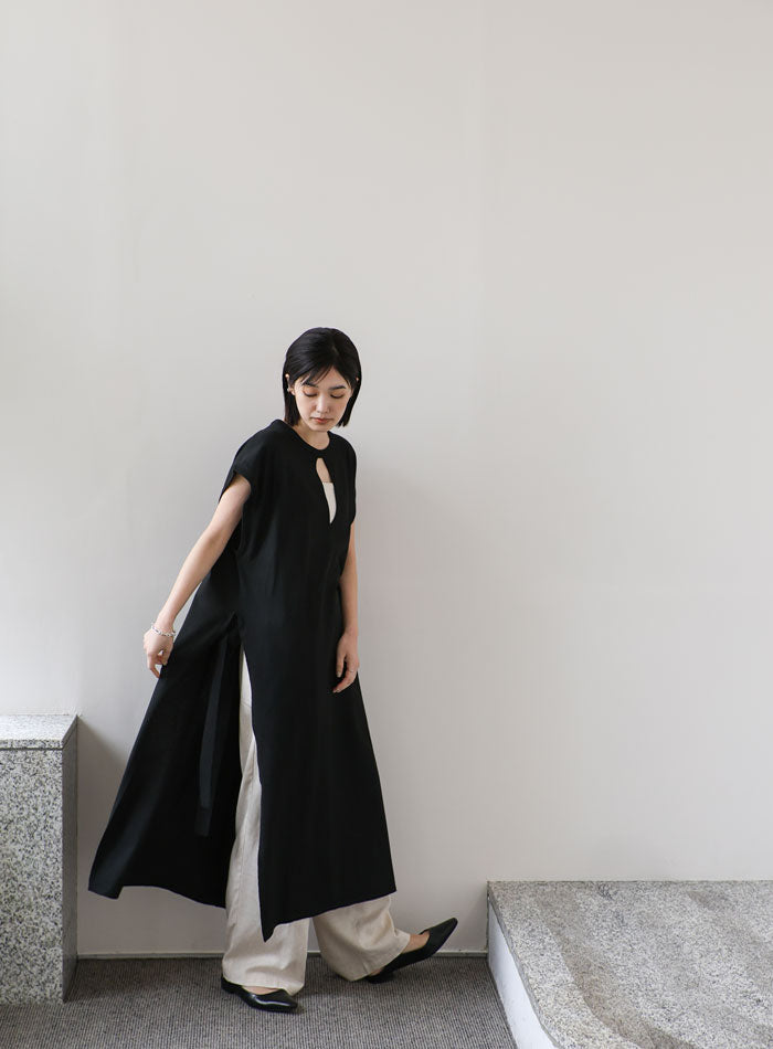 【Et】キーネックニットベストワンピース