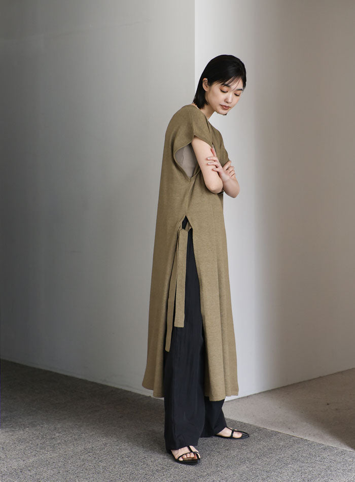 【Et】キーネックニットベストワンピース