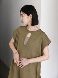 【Et】キーネックニットベストワンピース