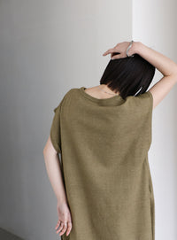【Et】キーネックニットベストワンピース