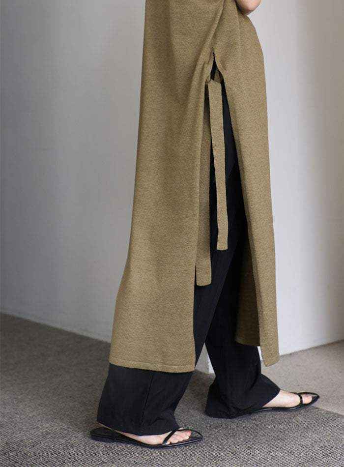 【Et】キーネックニットベストワンピース