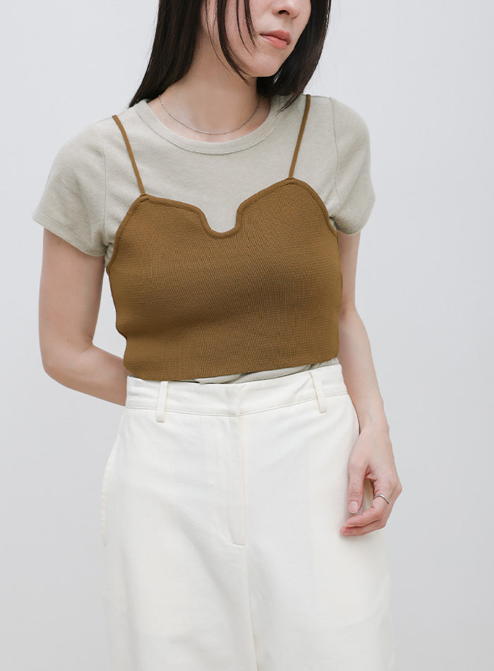 TAN トリミングキャミ ニットビスチェ TAN（タン）の「【TAN(タン)】チェックイブキャミ/ニットビスチェ 19AW