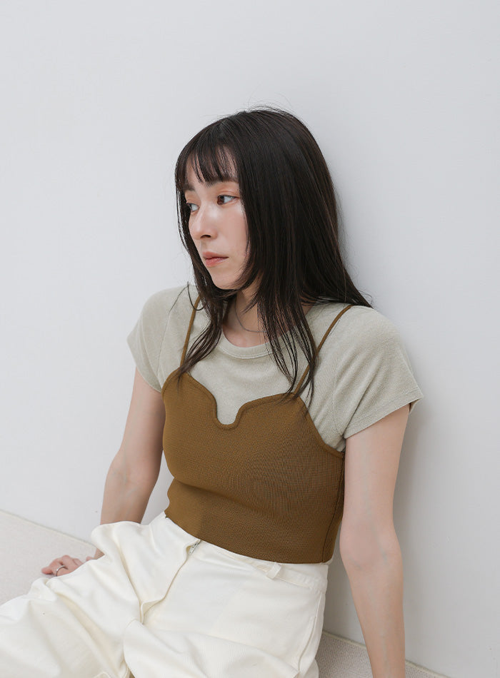 TAN トリミング キャミ ニットビスチェ キャミニットビスチェ – SELECT MOCA