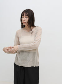 バックスリットシアーカットソー