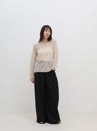 バックスリットシアーカットソー