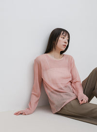 バックスリットシアーカットソー