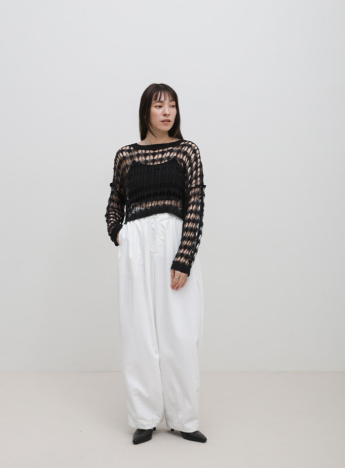 ショート丈メッシュニットトップス – SELECT MOCA