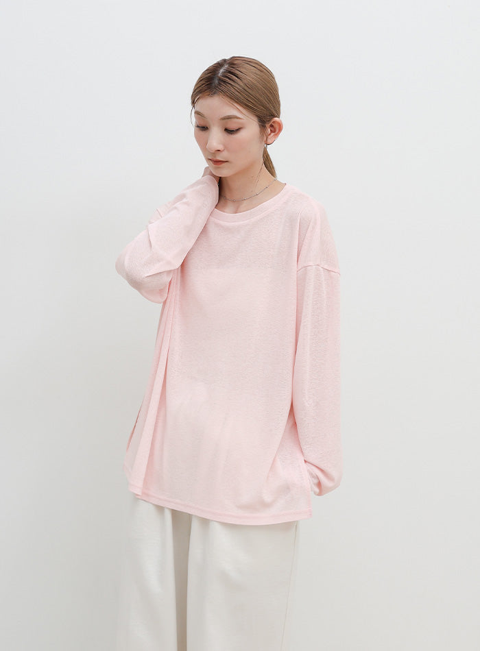 スラブシアークルーネックトップス – SELECT MOCA