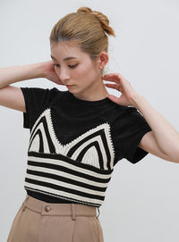 メッシュ編みボーダービスチェ – SELECT MOCA