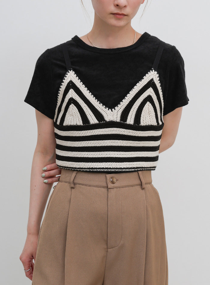 メッシュ編みボーダービスチェ – SELECT MOCA