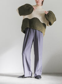 ツートンボリュームスリーブニット【SALE】