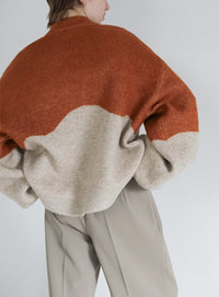 ツートンボリュームスリーブニット【SALE】