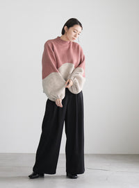 ツートンボリュームスリーブニット【SALE】