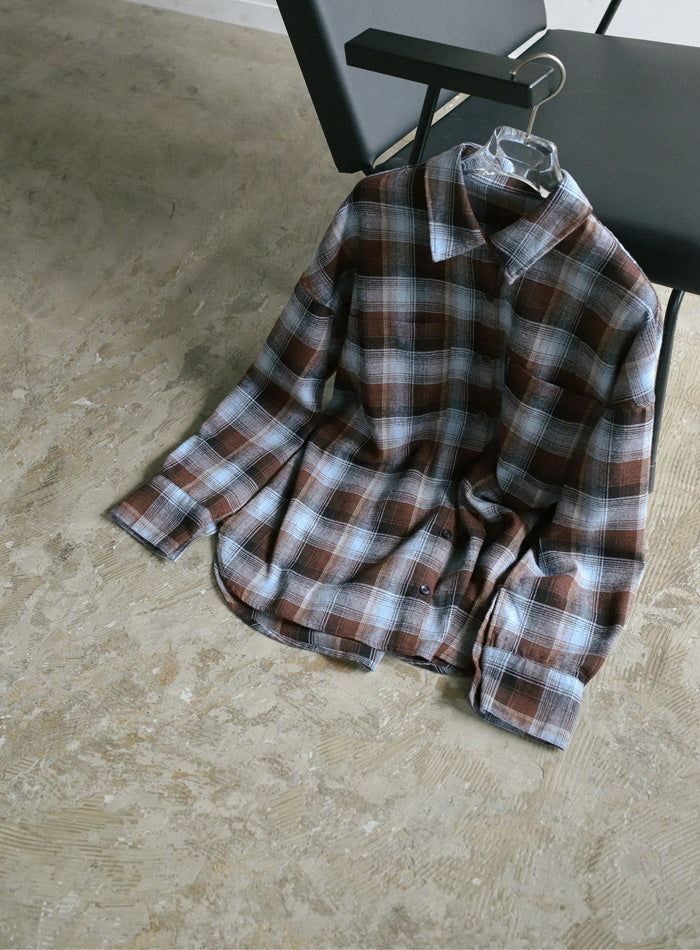 チェックロングシャツ