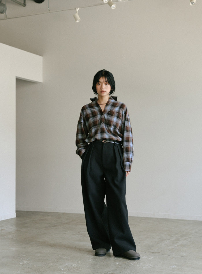 チェックロングシャツ