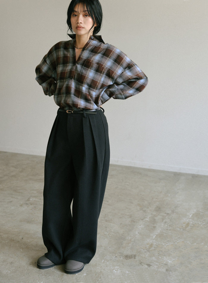 チェックロングシャツ