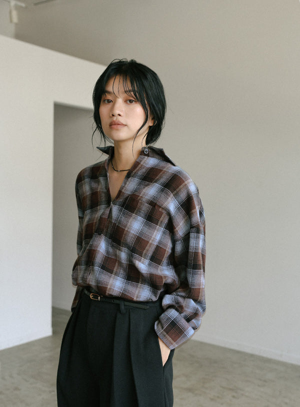 チェックロングシャツ