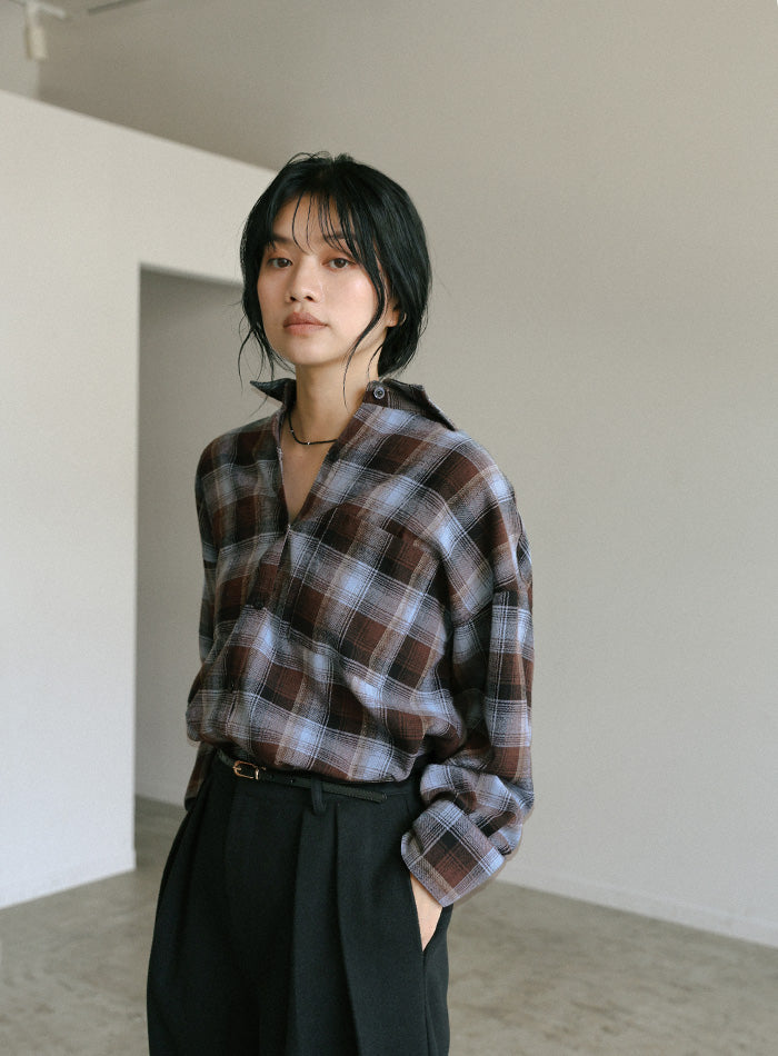 チェックロングシャツ