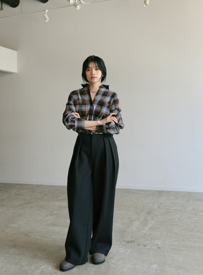 チェックロングシャツ