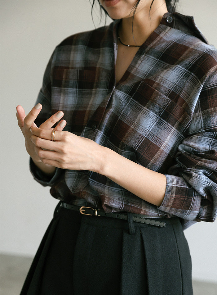 チェックロングシャツ