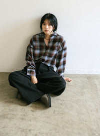 チェックロングシャツ