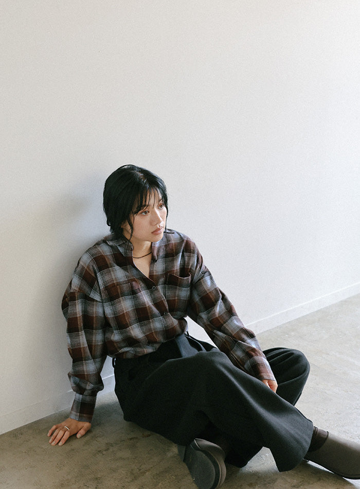 チェックロングシャツ