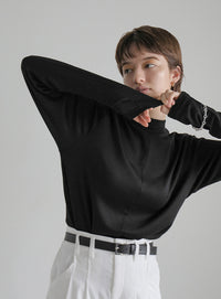 リブセンタープチハイネックトップス【SALE】