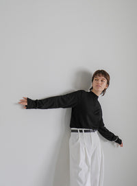 リブセンタープチハイネックトップス【SALE】