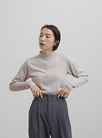 リブセンタープチハイネックトップス【SALE】
