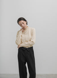 リブセンタープチハイネックトップス【SALE】