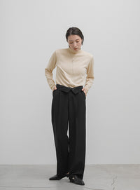 リブセンタープチハイネックトップス【SALE】