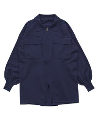 【Et】バックシャーリングハーフジップニット