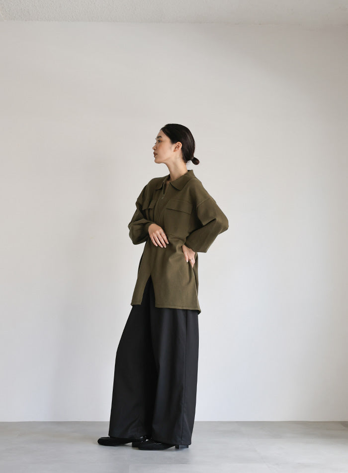 【Et】バックシャーリングハーフジップニット