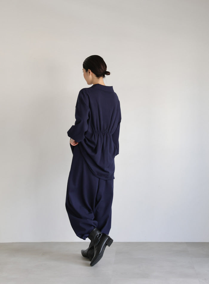 【Et】バックシャーリングハーフジップニット