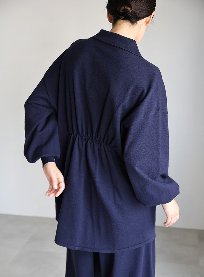 【Et】バックシャーリングハーフジップニット