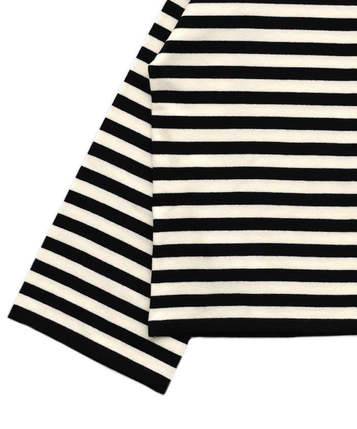 【Et】Flare Sleeve Assorted Border Knit