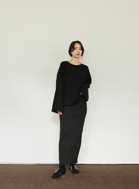 【Et】Flare Sleeve Assorted Border Knit