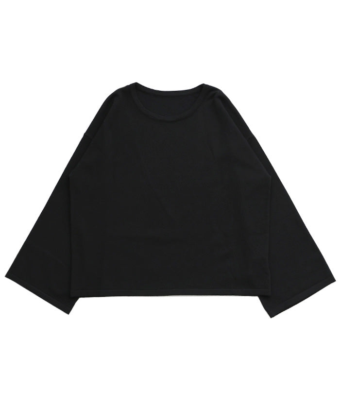 【Et】Flare Sleeve Assorted Border Knit