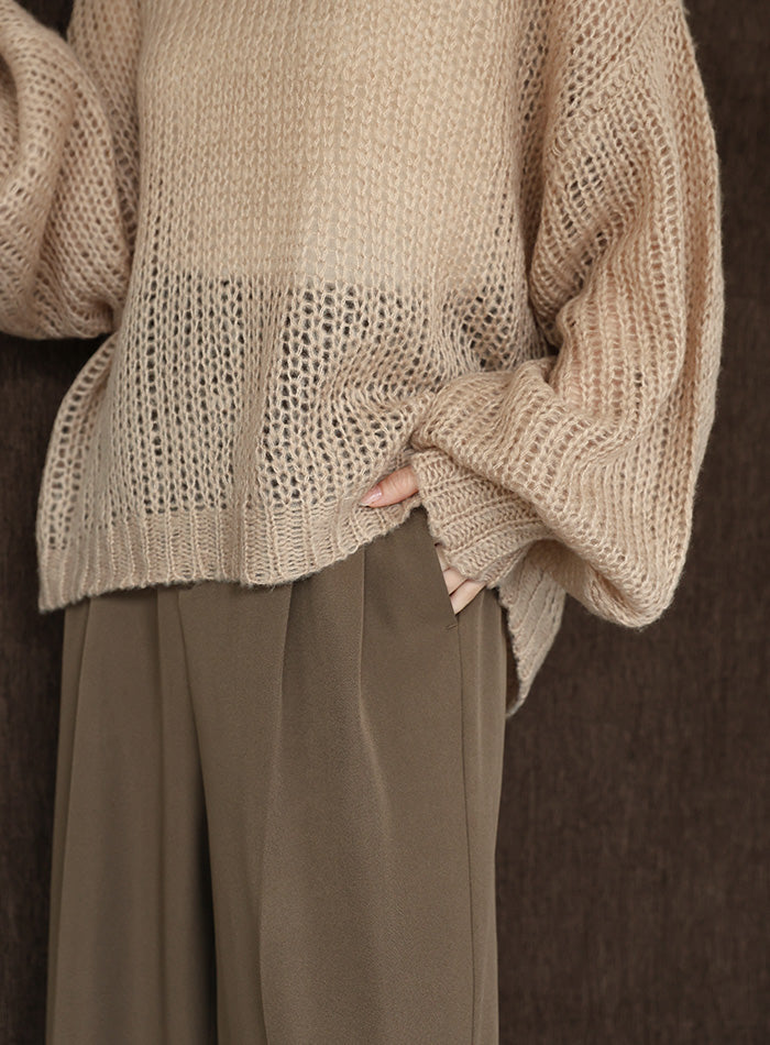 【Et】	Mohair-like Crew Neck Knit