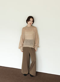 【Et】	Mohair-like Crew Neck Knit