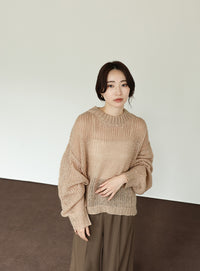 【Et】	Mohair-like Crew Neck Knit