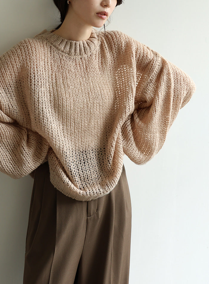 【Et】	Mohair-like Crew Neck Knit