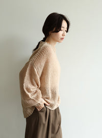 【Et】	Mohair-like Crew Neck Knit