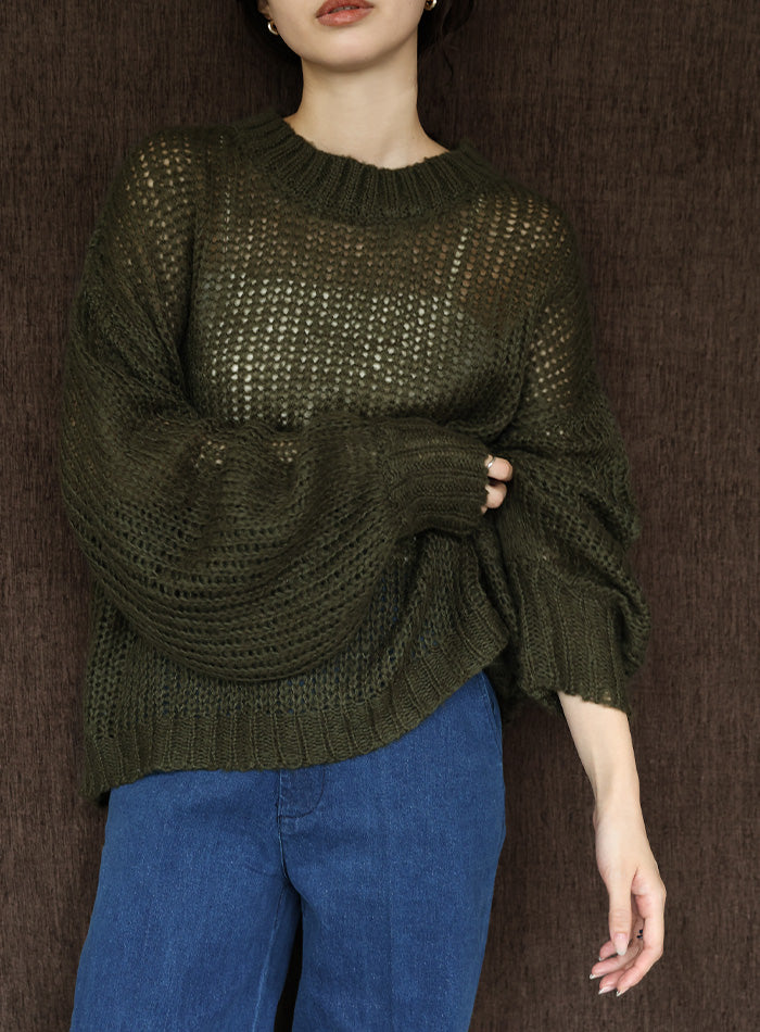 【Et】	Mohair-like Crew Neck Knit