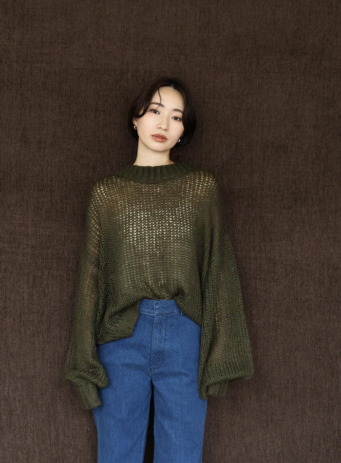 【Et】	Mohair-like Crew Neck Knit
